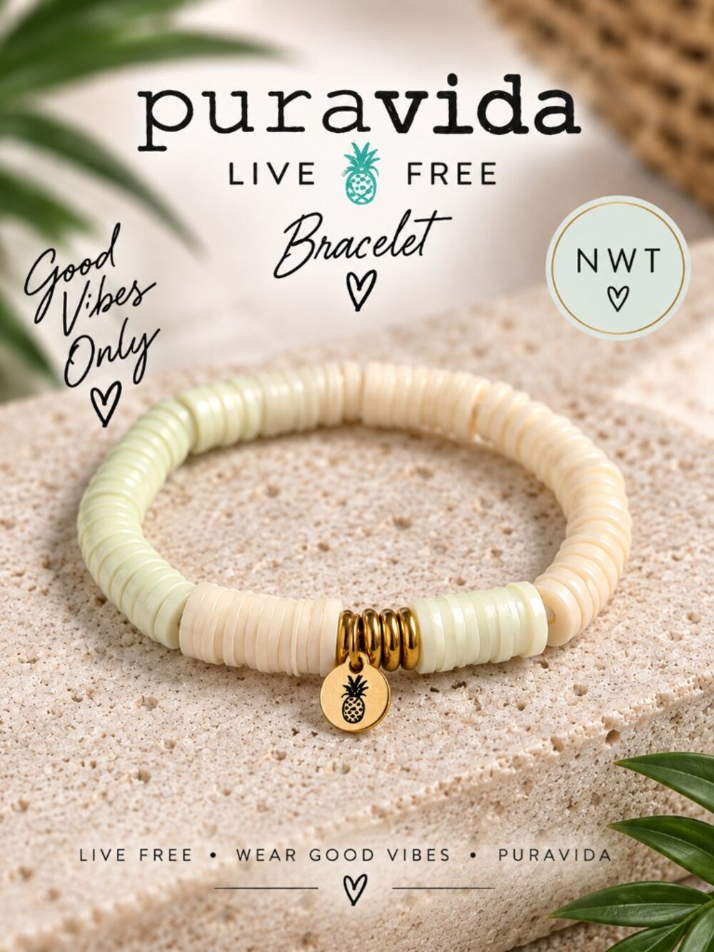 Pura Vida Darling Stretch Bracelet Rose Gold NWT